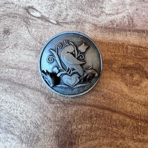 TORINO Vintage Pewter Bird Pin and Earrings Set only Cottagecore Neutral